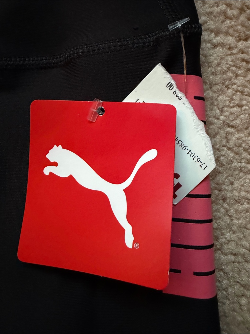 PUMA Repeat Poly Tight Leggings Women XL Black Sun-Kissed Coral NWT - Picture 3 of 5